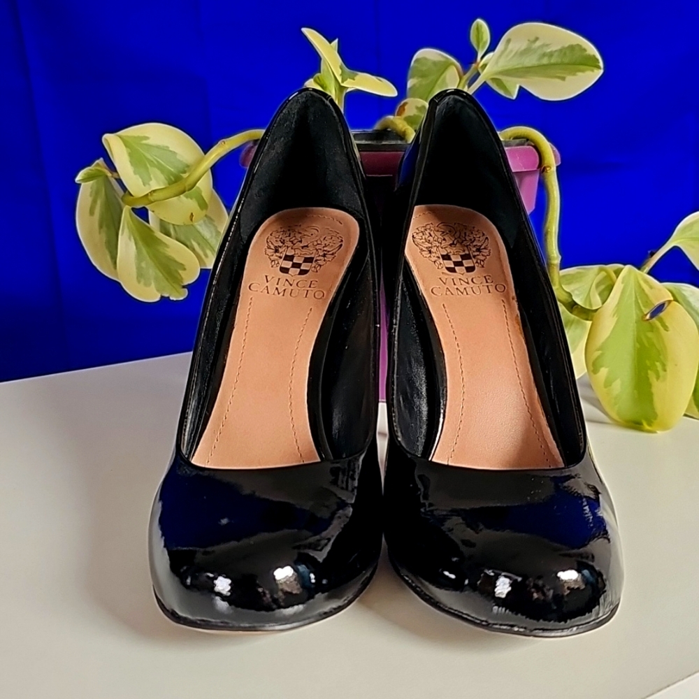 Vince Camuto black patent pumps